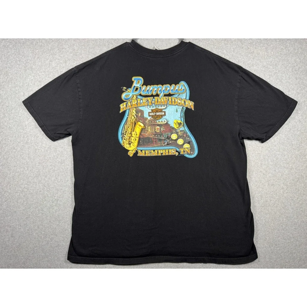 Harley Davidson T Shirt 3XL Black Cotton Eagle Bumpus Memphis TN Graphic Tee